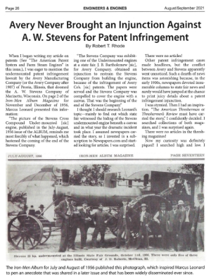 Avery Never Brought an Injunction Against A. W. Stevens for Patent Infringement